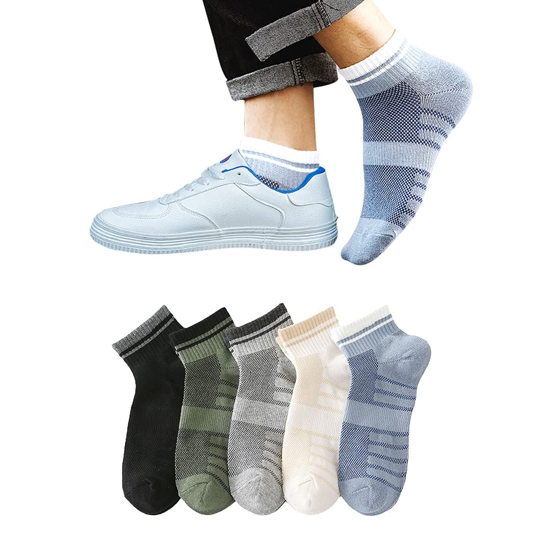 [DAMILY] 靴下 メンズ 夏 くるぶし ショートソックス 薄手 通気メッシュ メンズ靴下 スポーツ 男性用 臭わない靴下 スニーカー 蒸れない くるぶしソックス おしゃれ 夏 くつ下 24-27cm アンクルソックス