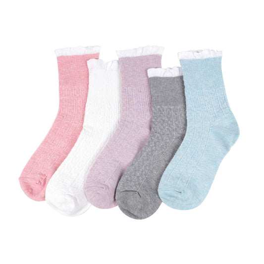 [DAMILY] 靴下 レディース 春夏用 綿 かわいい フリル レース くつした 5足セット 女性用ソックス 蒸れない ゆったり靴下 婦人用 おしゃれ カジュアルソックス 室内 スポーツ 人気 春秋 母の日ギフト