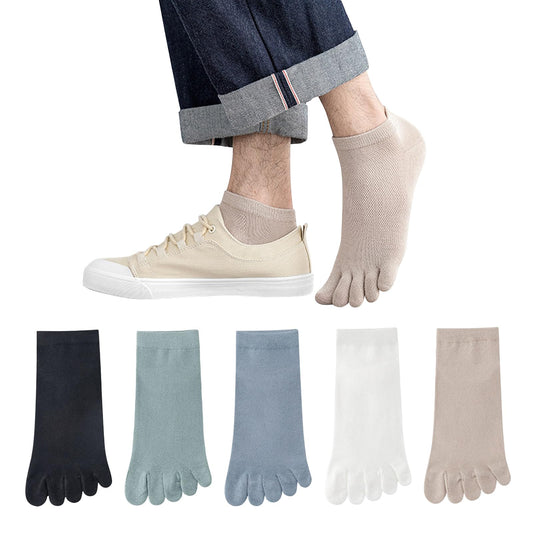 [DAMILY] ５本指ソックス メンズ くるぶし 夏用 通気メッシュ ５本指靴下 蒸れない 五本指ソックス 綿 ショートソックス 吸汗速乾 スポーツ ５足セット 24-27cm