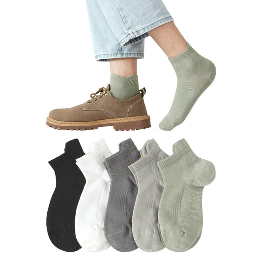 [DAMILY] 靴下 メンズ くるぶしソックス 夏用 通気メッシュ 吸汗速乾 薄手 蒸れない靴下 脱げない ショートソックス 夏 スポーツ用 アンクル丈 耐久性 ５足セット 24-27cm