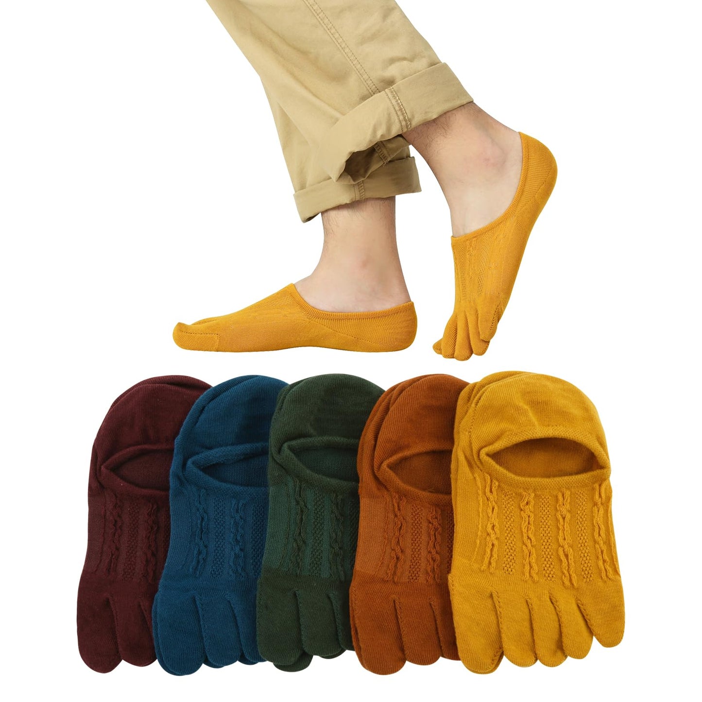 [DAMILY] 五本指ソックス メンズ くるぶし 夏 靴下メンズ 5本指ソックス 綿 メッシュ ショート 脱げにくい フットカバー 男性用 夏 スポーツ通気 5本指靴下 蒸れない おしゃれ 五本指 くつした5足セット 24-27cm