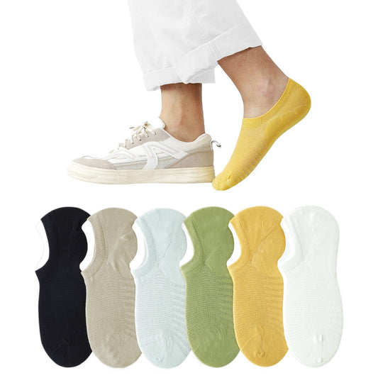 [DAMILY] 靴下 メンズ 夏用 くるぶしソックス カラフル 通気性メッシュ フットカバー 脱げない 蒸れない靴下 男性用 スニーカーソックス 吸汗速乾 防臭 6足セット 夏くつ下 24-27cm