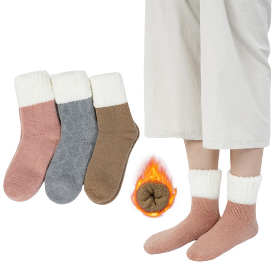 [DAMILY] 靴下 レディース 暖かいソックス 冬 裏起毛 あったか靴下 保温防寒 ふわふわ 冷え取り対策 女性用 婦人用靴下 極厚 ルームソックス アウトドア３足セット 22-25cm