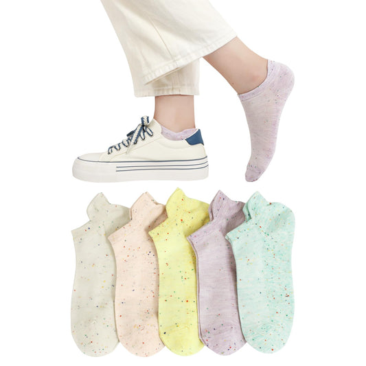 [DAMILY] 靴下 レディース くるぶしソックス 夏用 可愛い くつした 綿 おしゃれ ショートソックス 女性用靴下 脱げない スニーカーソックス レディース 通気メッシュ 夏くつ下 薄手 通勤通学22-25㎝