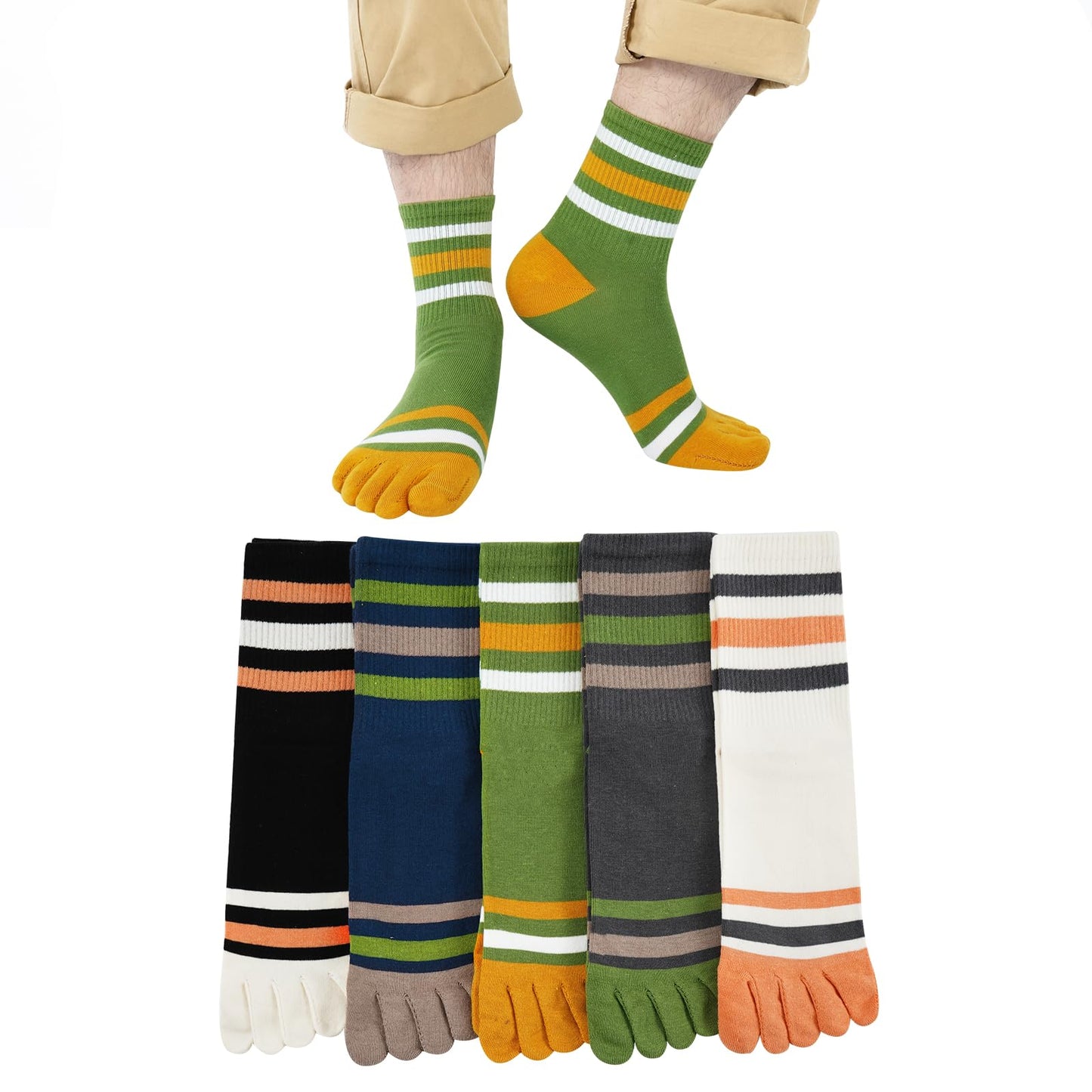 [DAMILY] 5本指ソックス メンズ 春夏秋 五本指靴下 スポーツ くつした メンズ 5本指 通気 五本指ソックス 蒸れない 男性靴下 5足セット カジュアルソックス ミドル丈 作業用 登山 アウトドア 24-27cm