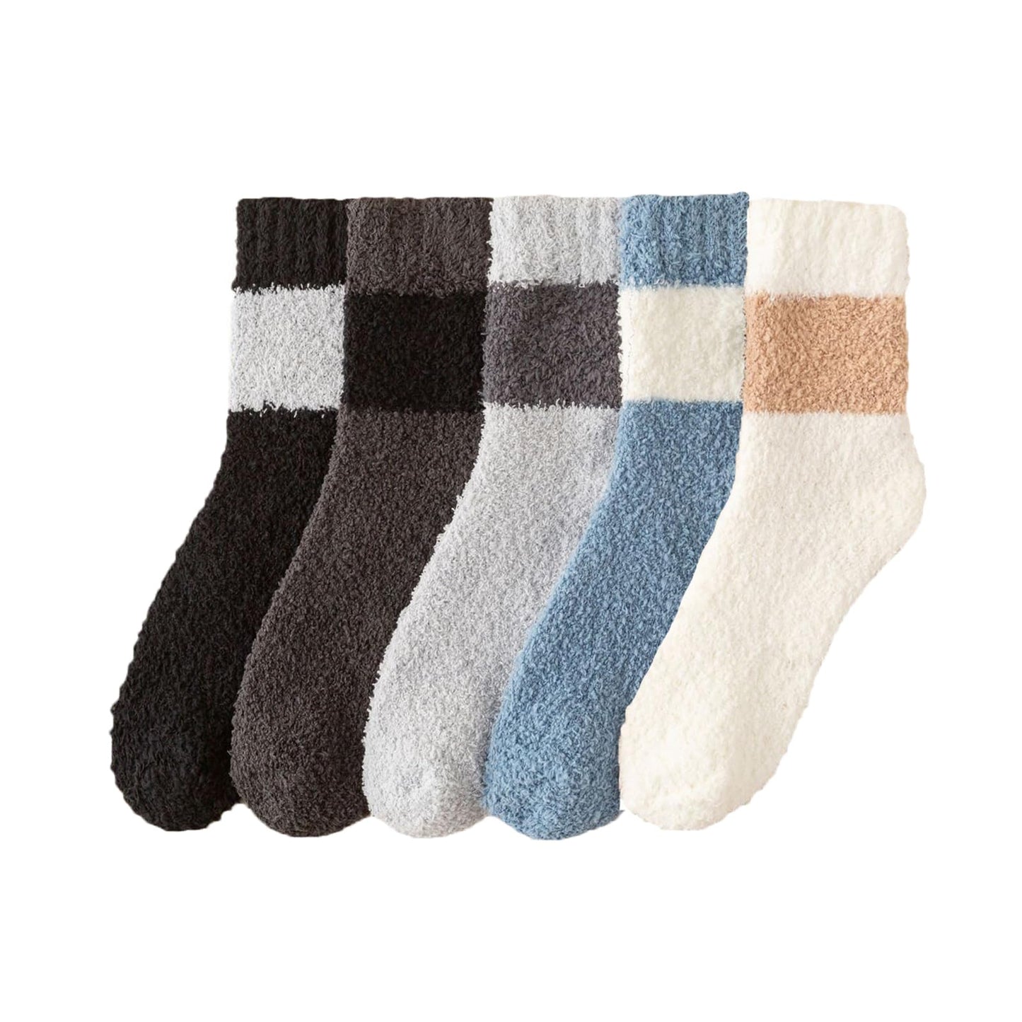[DAMILY] もこもこ靴下 メンズ 冬 ルームソックス 防寒 あったか靴下 保温 男性用 厚手ソックス おしゃれ 冷え取り メンズ靴下 暖かい 5足セット 室内 アウトドアソックス 24-27cm