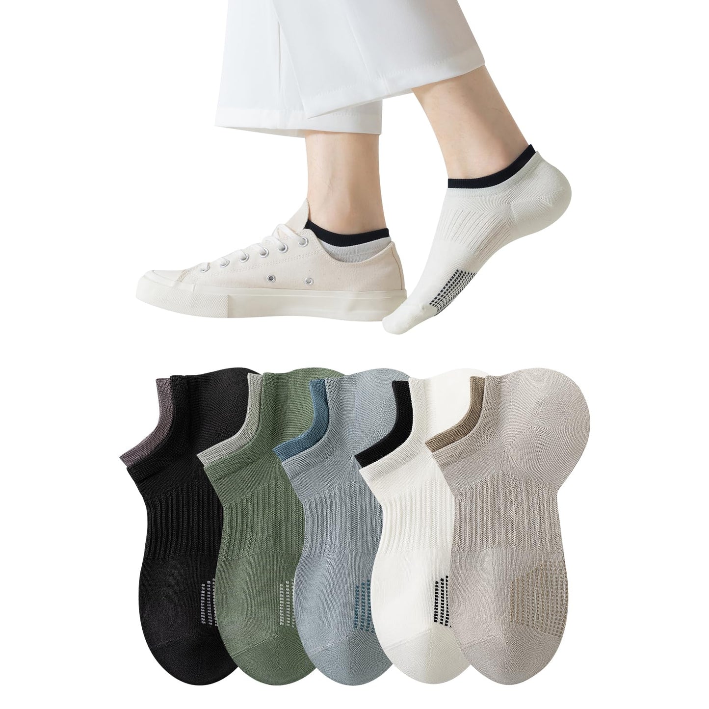 [DAMILY] 靴下 メンズ くるぶし 夏 ショートソックス 吸汗速乾 蒸れない靴下 通気性 男性用 綿スポーツソックス 夏用 ５足セット カジュアル 耐久性 24‐27cm