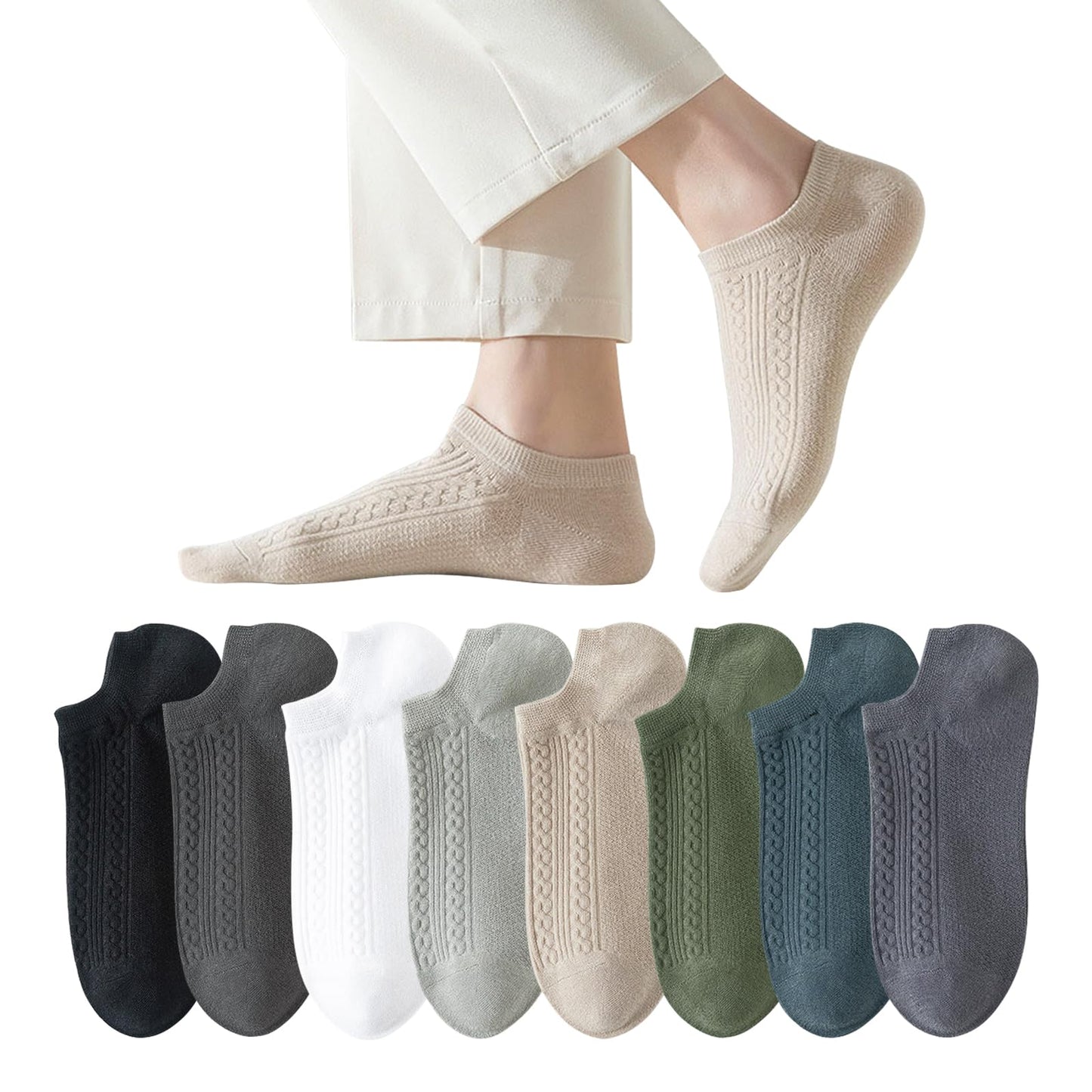 [DAMILY] 靴下 メンズ くるぶし 夏 スニーカーソックス 吸汗速乾 防臭 綿 男性用靴下 脱げない 蒸れない ショートソックス 夏用 カラフル 8足セット 24-27cm