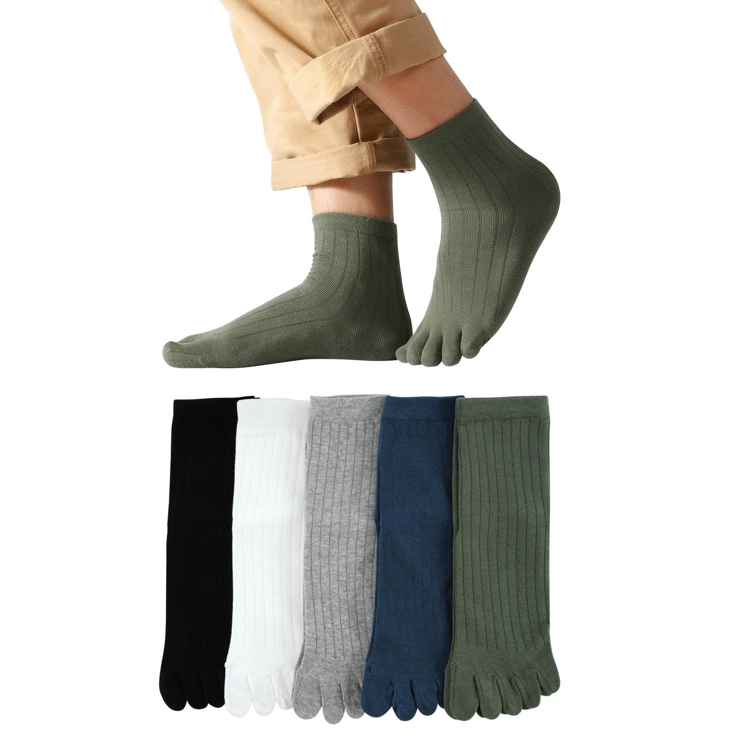 [DAMILY] 五本指ソックス メンズ 春夏 5本指靴下 スポーツ ショートソックス 蒸れない 脱げない 5本指ソックス 吸汗速乾 保温 カジュアル 耐久性 ５足セット 24-27cm